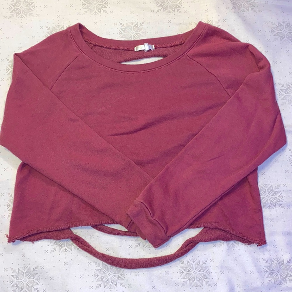 open-backed, dark pink, cropped sweater